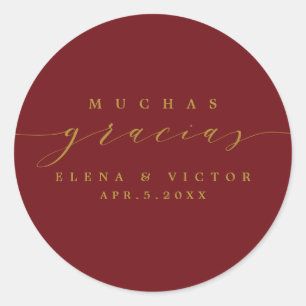 ROND ELÉGANT SCRIPT MUCHAS GRACIAS   MERCI STICKER