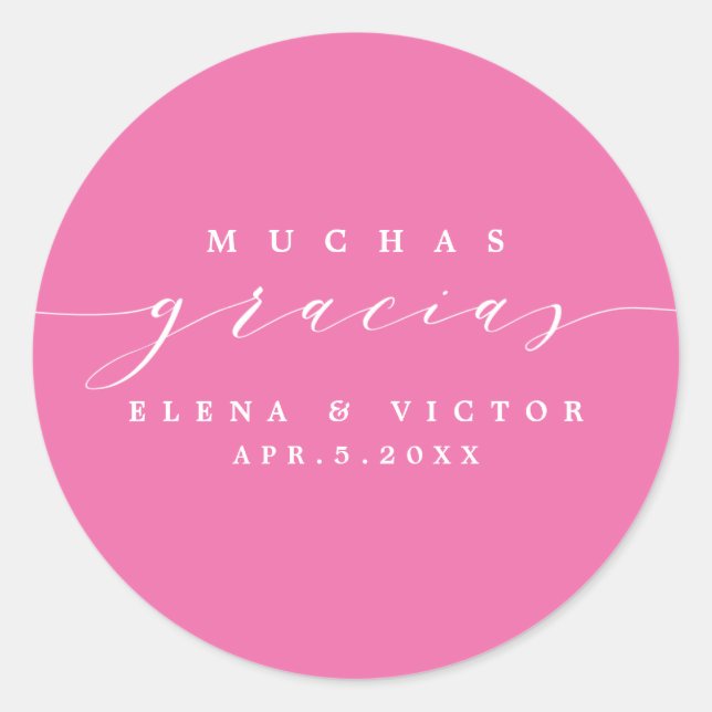ROND ELÉGANT SCRIPT MUCHAS GRACIAS | MERCI STICKER (Devant)