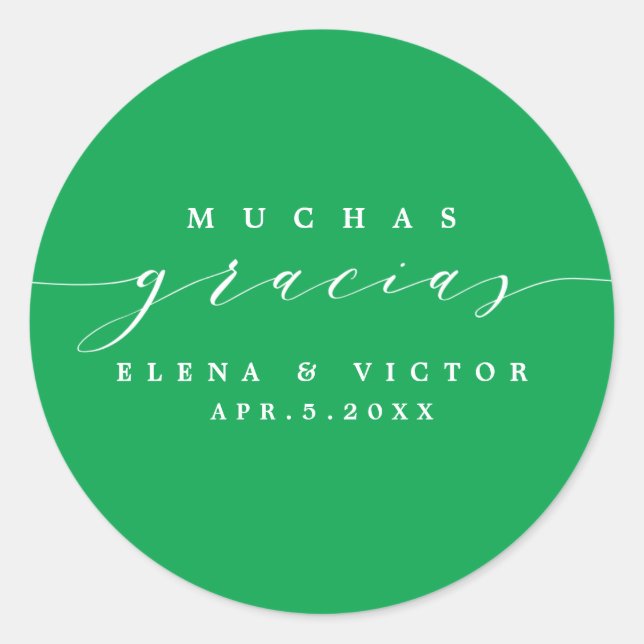 ROND ELÉGANT SCRIPT MUCHAS GRACIAS | MERCI STICKER (Devant)