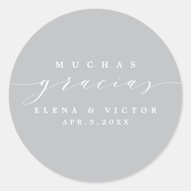 ROND ELÉGANT SCRIPT MUCHAS GRACIAS | MERCI STICKER (Devant)