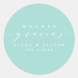 ROND ELÉGANT SCRIPT MUCHAS GRACIAS   MERCI STICKER