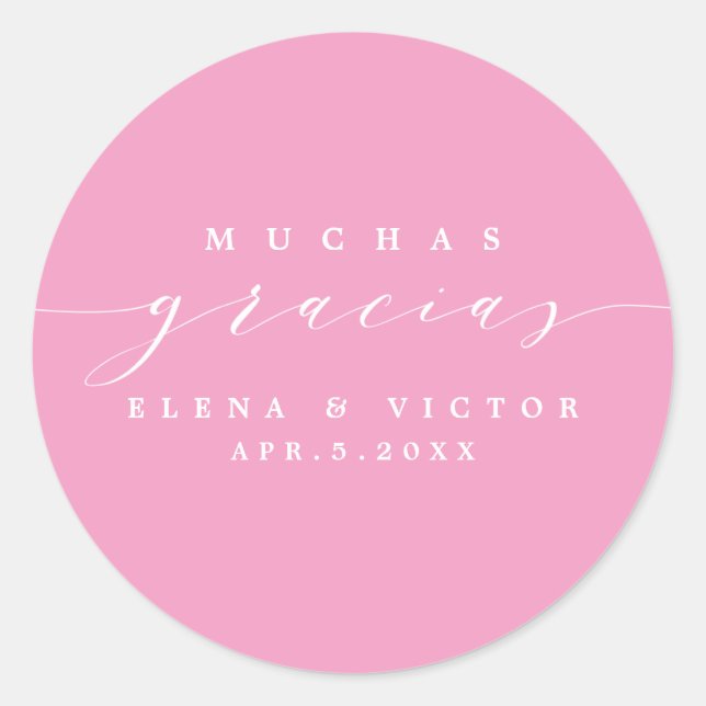 ROND ELÉGANT SCRIPT MUCHAS GRACIAS | MERCI STICKER (Devant)
