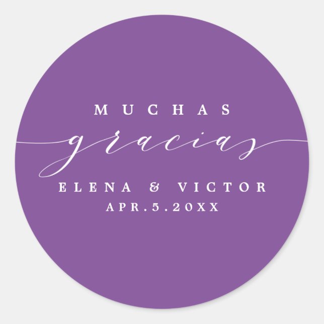 ROND ELÉGANT SCRIPT MUCHAS GRACIAS | MERCI STICKER (Devant)