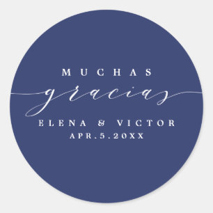 ROND ELÉGANT SCRIPT MUCHAS GRACIAS   MERCI STICKER