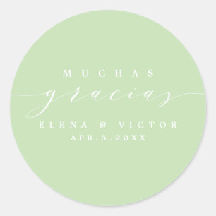 ROND ELÉGANT SCRIPT MUCHAS GRACIAS   MERCI STICKER