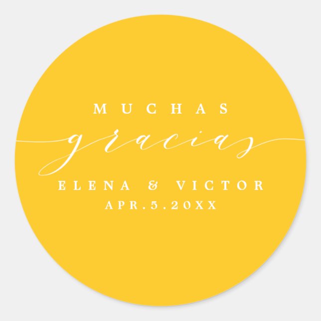 ROND ELÉGANT SCRIPT MUCHAS GRACIAS | MERCI STICKER (Devant)