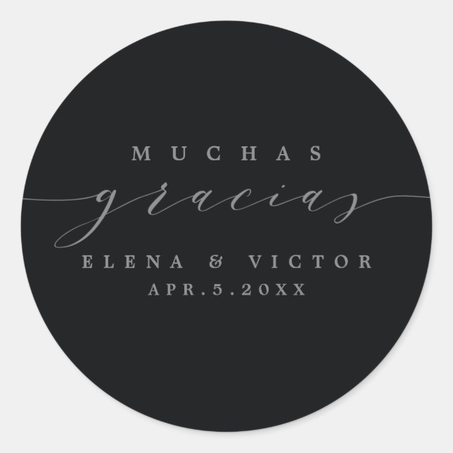 ROND ELÉGANT SCRIPT MUCHAS GRACIAS | MERCI STICKER (Devant)