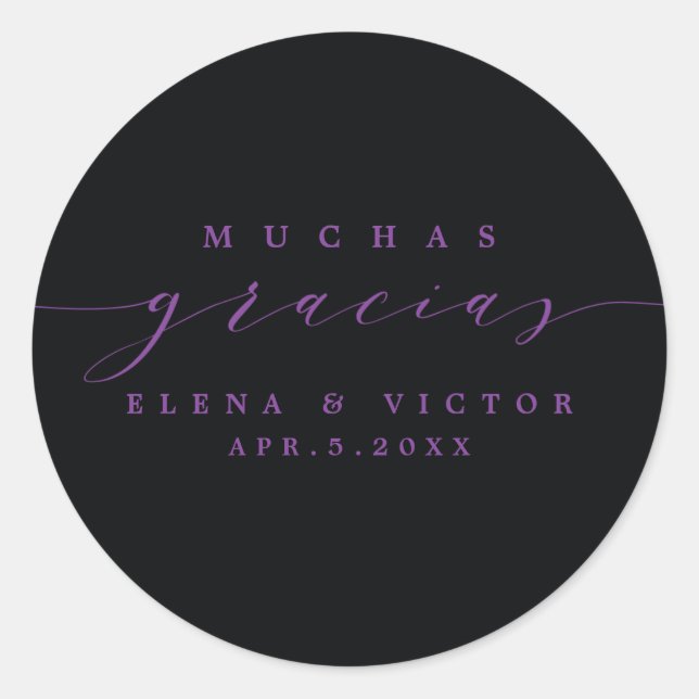 ROND ELÉGANT SCRIPT MUCHAS GRACIAS | MERCI STICKER (Devant)