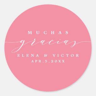 ROND ELÉGANT SCRIPT MUCHAS GRACIAS   MERCI STICKER
