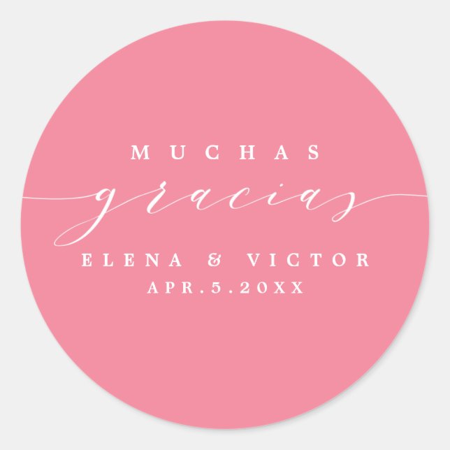 ROND ELÉGANT SCRIPT MUCHAS GRACIAS | MERCI STICKER (Devant)