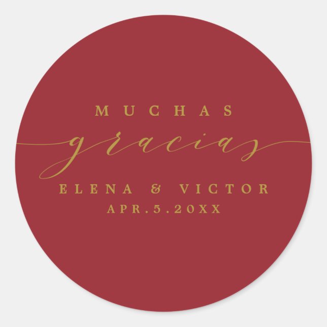 ROND ELÉGANT SCRIPT MUCHAS GRACIAS | MERCI STICKER (Devant)