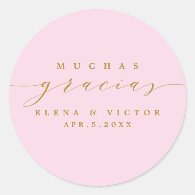 ROND ELÉGANT SCRIPT MUCHAS GRACIAS | MERCI STICKER (Devant)