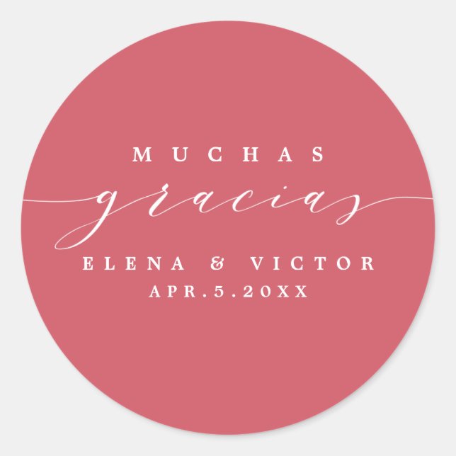 ROND ELÉGANT SCRIPT MUCHAS GRACIAS | MERCI STICKER (Devant)