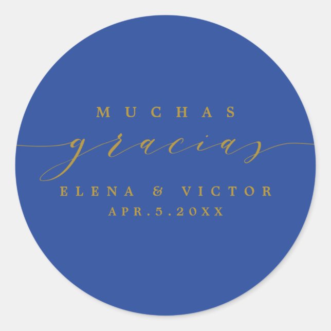 ROND ELÉGANT SCRIPT MUCHAS GRACIAS | MERCI STICKER (Devant)