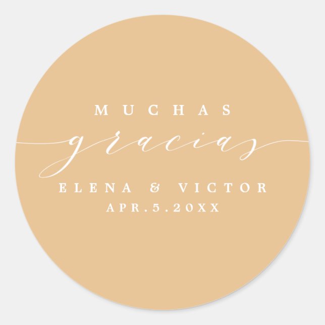 ROND ELÉGANT SCRIPT MUCHAS GRACIAS | MERCI STICKER (Devant)