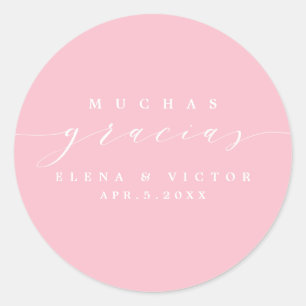 ROND ELÉGANT SCRIPT MUCHAS GRACIAS   MERCI STICKER