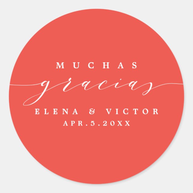 ROND ELÉGANT SCRIPT MUCHAS GRACIAS | MERCI STICKER (Devant)