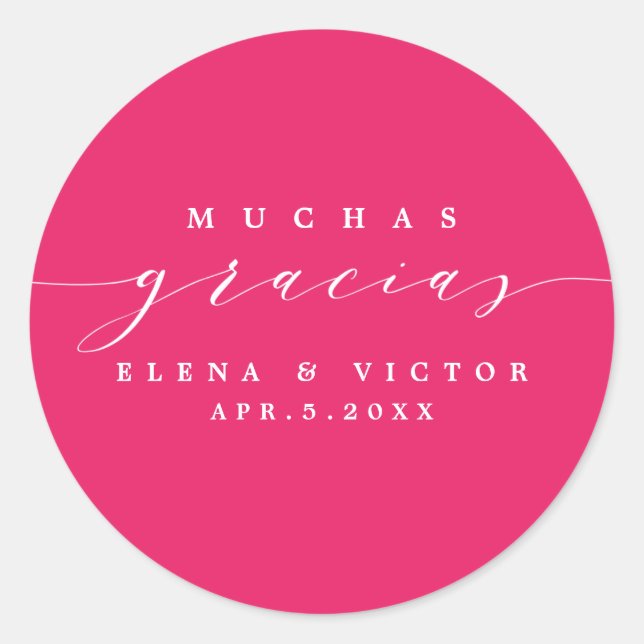 ROND ELÉGANT SCRIPT MUCHAS GRACIAS | MERCI STICKER (Devant)