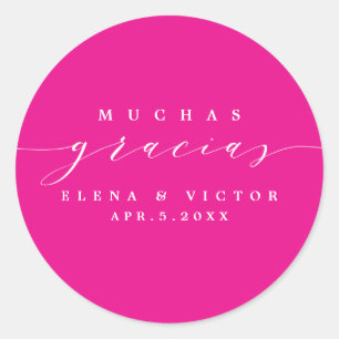 ROND ELÉGANT SCRIPT MUCHAS GRACIAS   MERCI STICKER