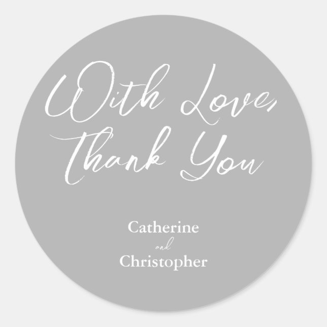Rond Élégant Sticker "Avec amour, Merci" (Devant)