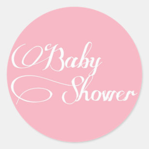 Rond Élégant Sticker Baby shower rose clair Script