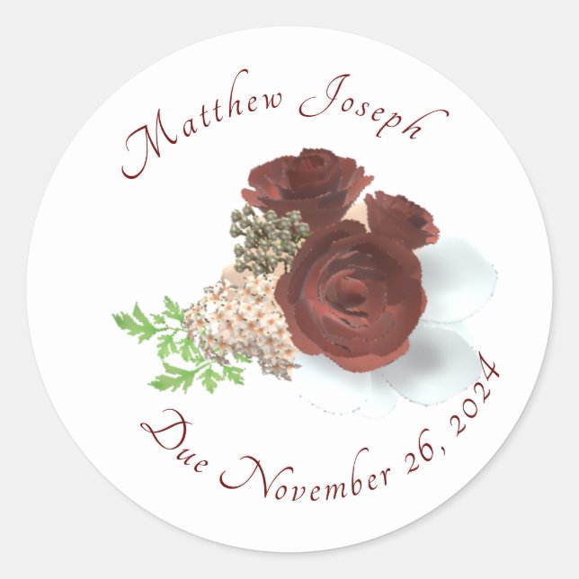 Rond Élégant Sticker Classic Round Corsage Rose (Devant)