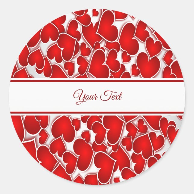 Rond Élégant Sticker Classic Round Hearts (Devant)