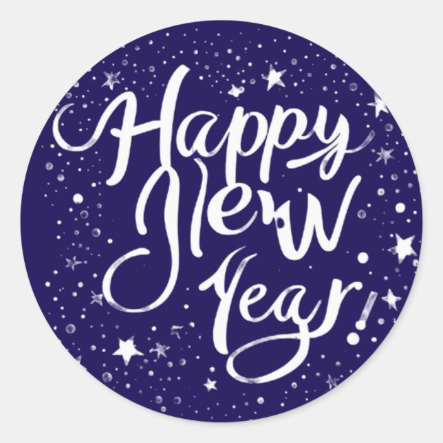Rond Élégant Sticker de célébration "Bonne année" (Devant)