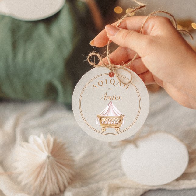 Rond Élégant Sticker de célébration de bébé Aqiqah (Créateur téléchargé)