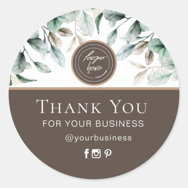 Rond Élégant sticker floral aquarelle (Devant)