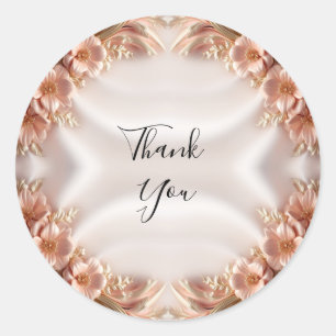 Rond Élégant Sticker Floral Peach Orange