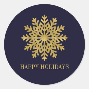 Rond Élégant Sticker Gold Snowflake Holiday