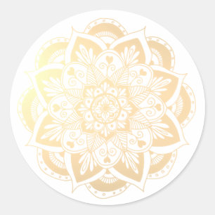 Rond Élégant Sticker Mandala Flower Or