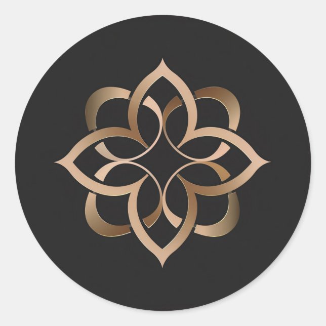 Rond Élégant Sticker Mandala Or (Devant)