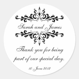 Rond Élégant Sticker Mariage de Merci personnalisé
