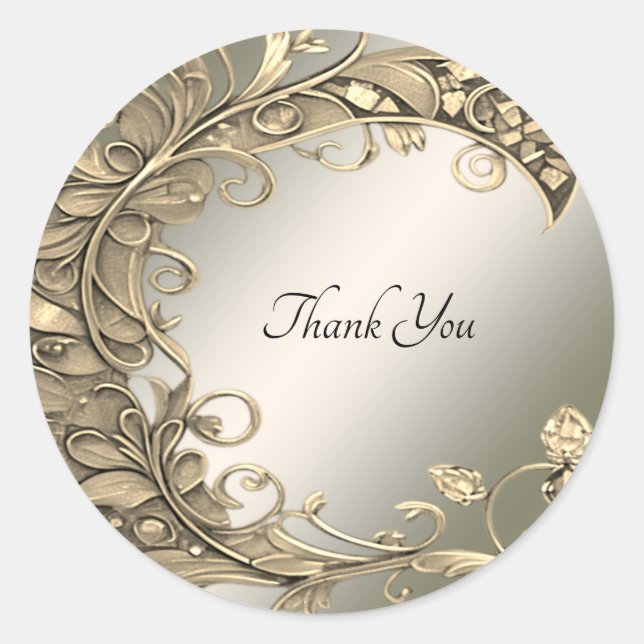 Rond Élégant Sticker Mariage de sceau décoratif or (Devant)