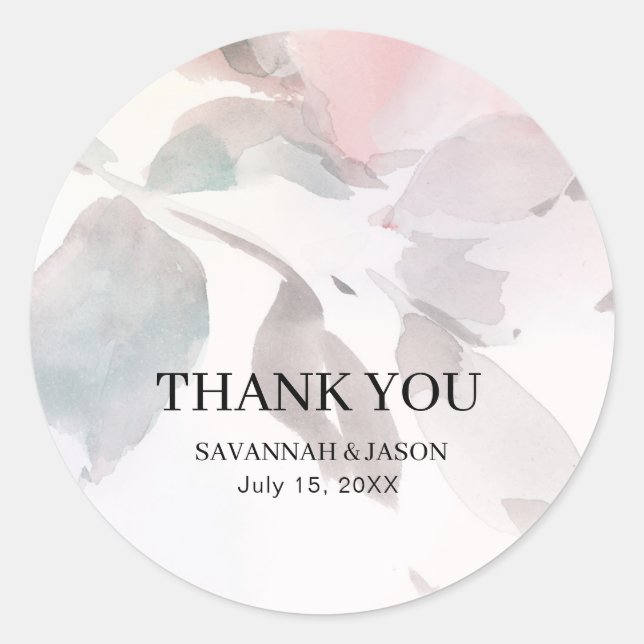 Rond Élégant Sticker Mariage Floral (Devant)