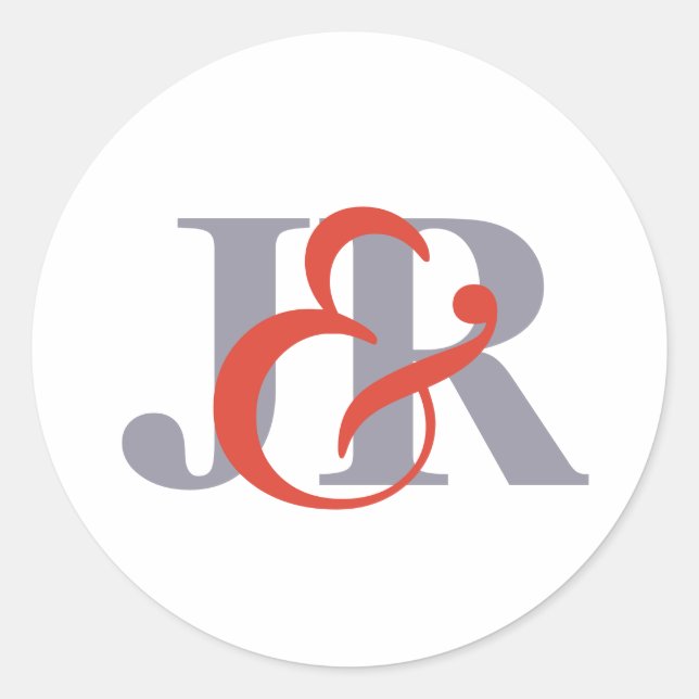 Rond Élégant Sticker Mariage Monogramme moderne (Devant)
