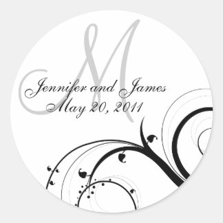 Rond Élégant Sticker Monogram Faire-part de mariage