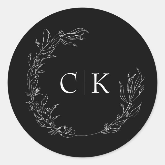 Rond Élégant Sticker Monogram Mariage Classic Round (Devant)