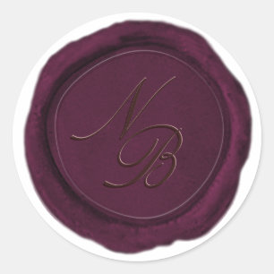 Rond Élégant Sticker Monogramme de cire de vin de Bourg