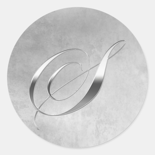 Rond Élégant Sticker Monogramme S Argent (Devant)