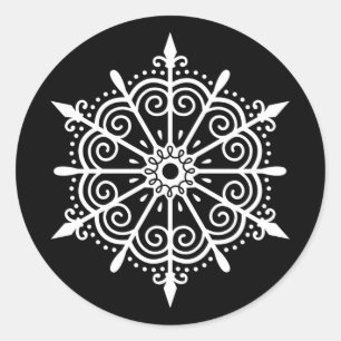 Rond Élégant Sticker noir blanc de Noël