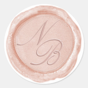 Rond Élégant Sticker Pastel Peach Wax Monogram