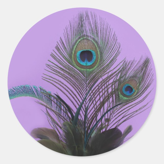 Rond Élégant Sticker Peacock (violet) (Devant)