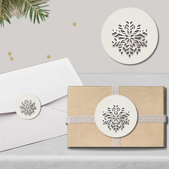 Rond Élégant Sticker Snowflake Holiday Round (Créateur téléchargé)