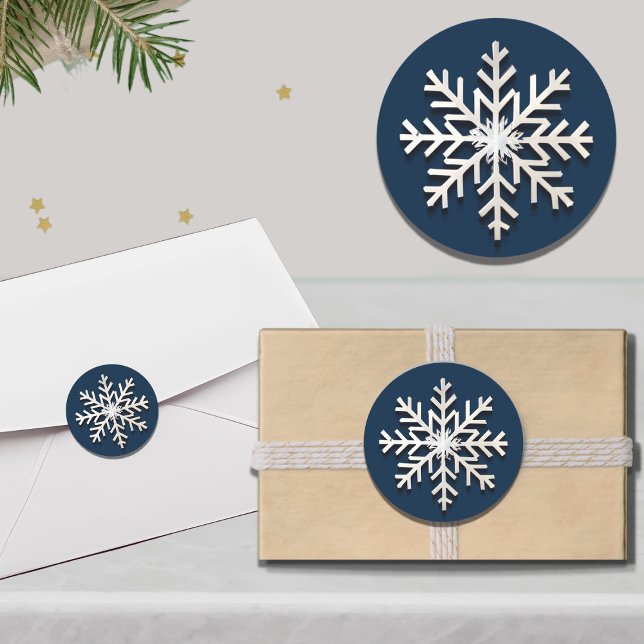 Rond Élégant Sticker Snowflake Holiday Round (Créateur téléchargé)