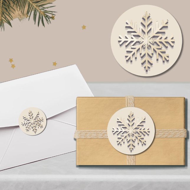 Rond Élégant Sticker Snowflake Holiday Round (Créateur téléchargé)