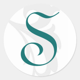 Rond Élégant Sticker Turquoise Monogram Mariage