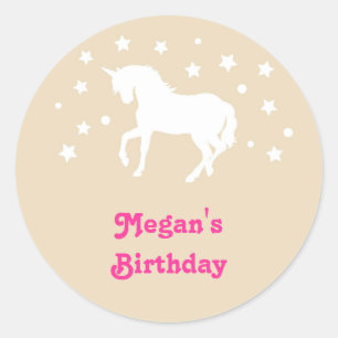 Rond Élégant Unicorn Anniversaire Favoriser Sticker
